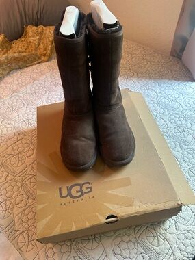 UGG Tall Suede Boots in Dark Brown